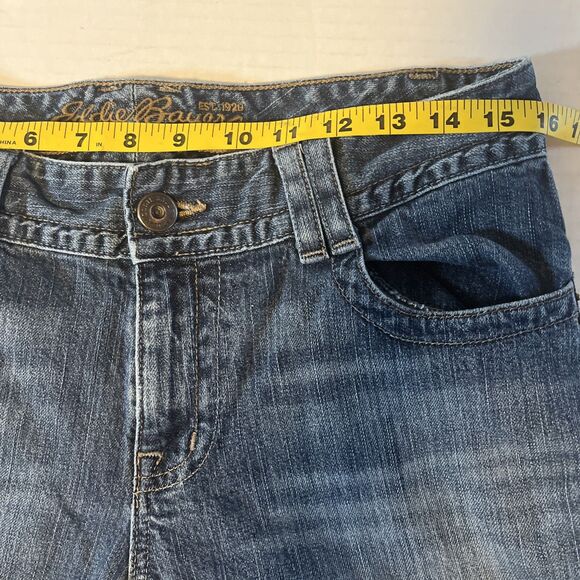 Eddie Bauer Blue Jeans Women 8R Medium Wash Adjustable Waist Mid Rise Wide Leg - Picture 7 of 9